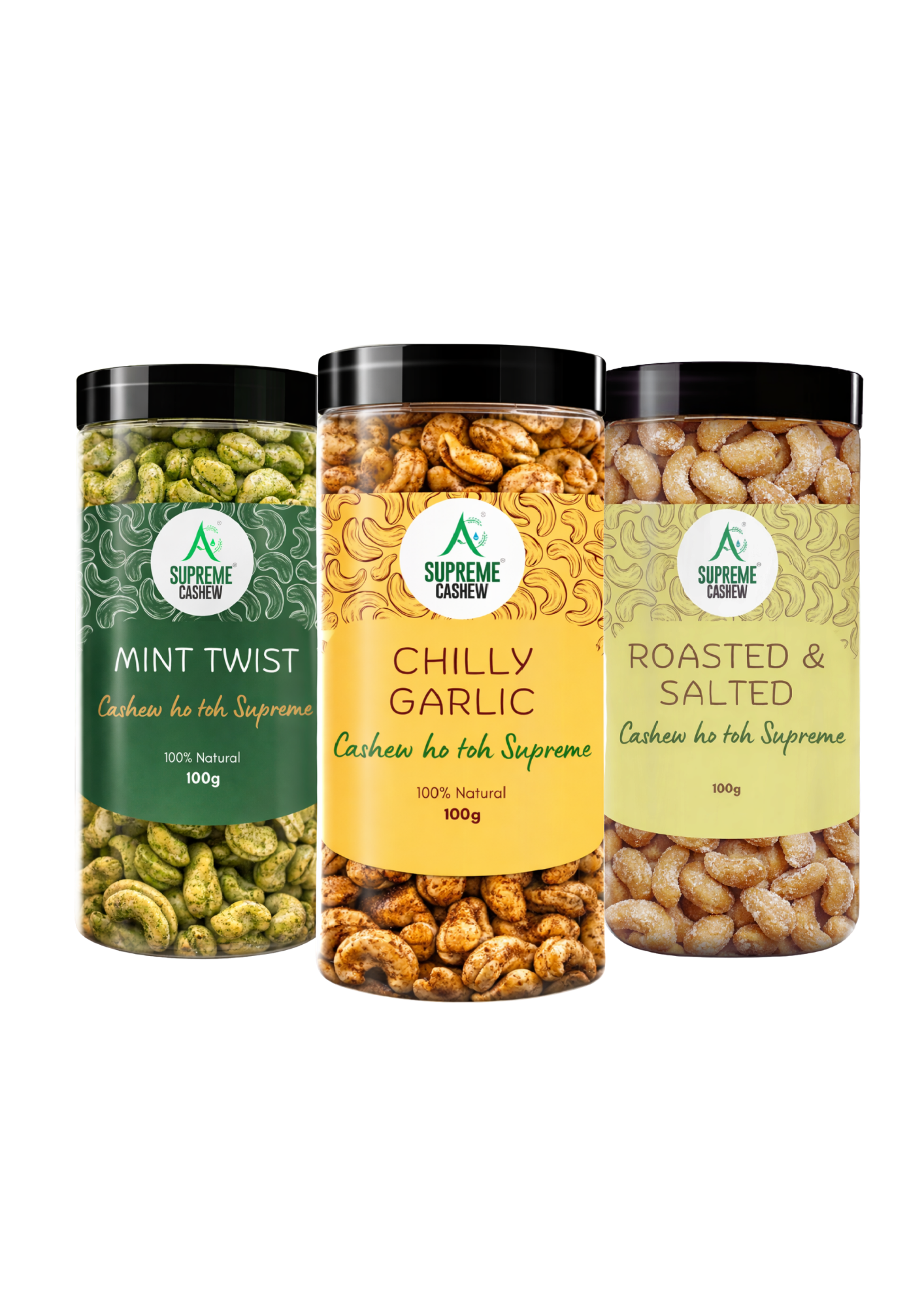 Mint Twist + Chilly Garlic + Roasted & Salted Combo (3*100g)