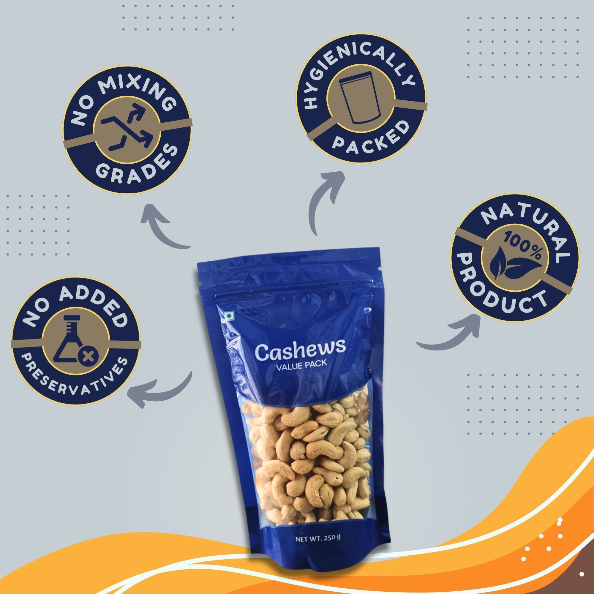 Plain Cashews (Kaju) Value Pack 250 g