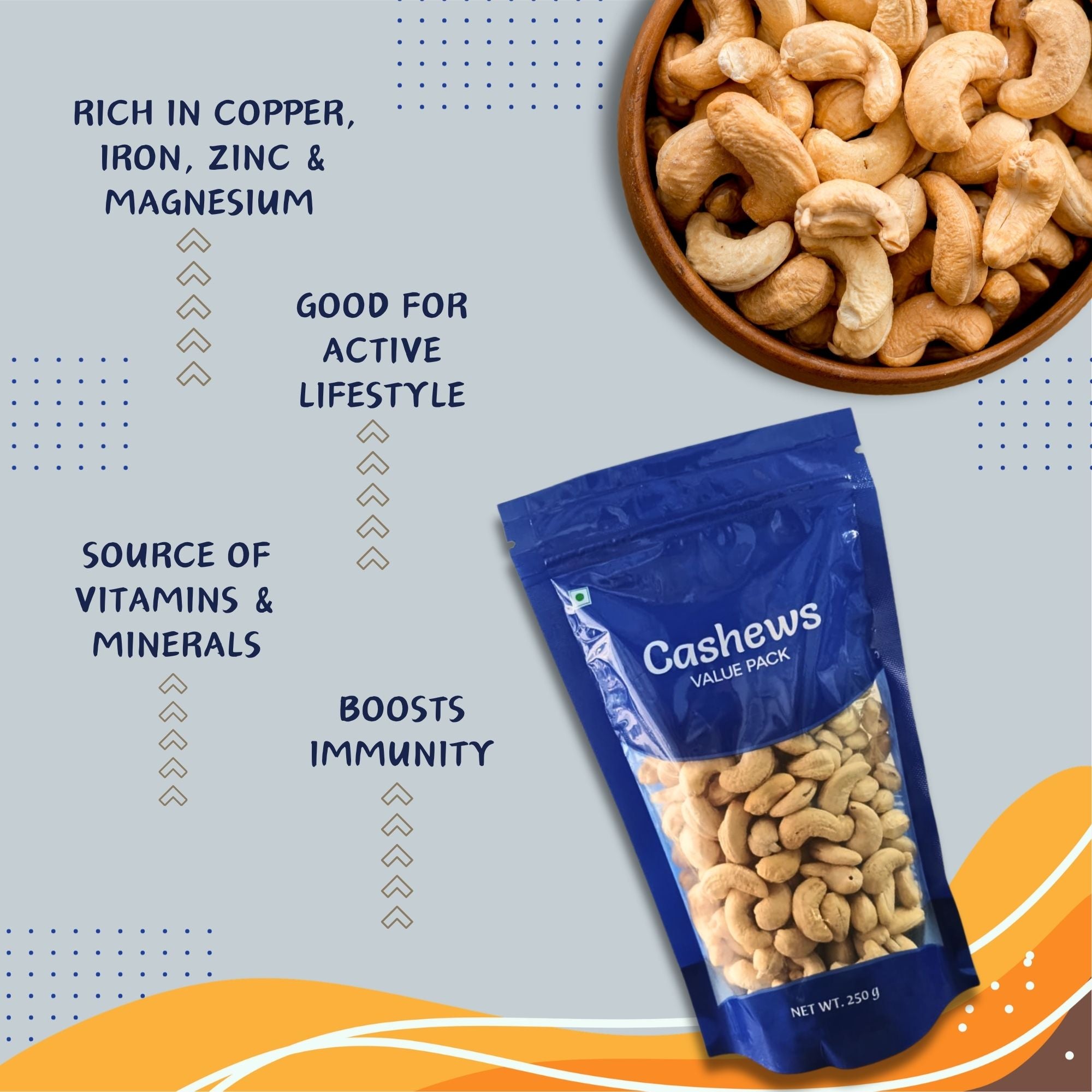 Plain Cashews (Kaju) Value Pack 250 g