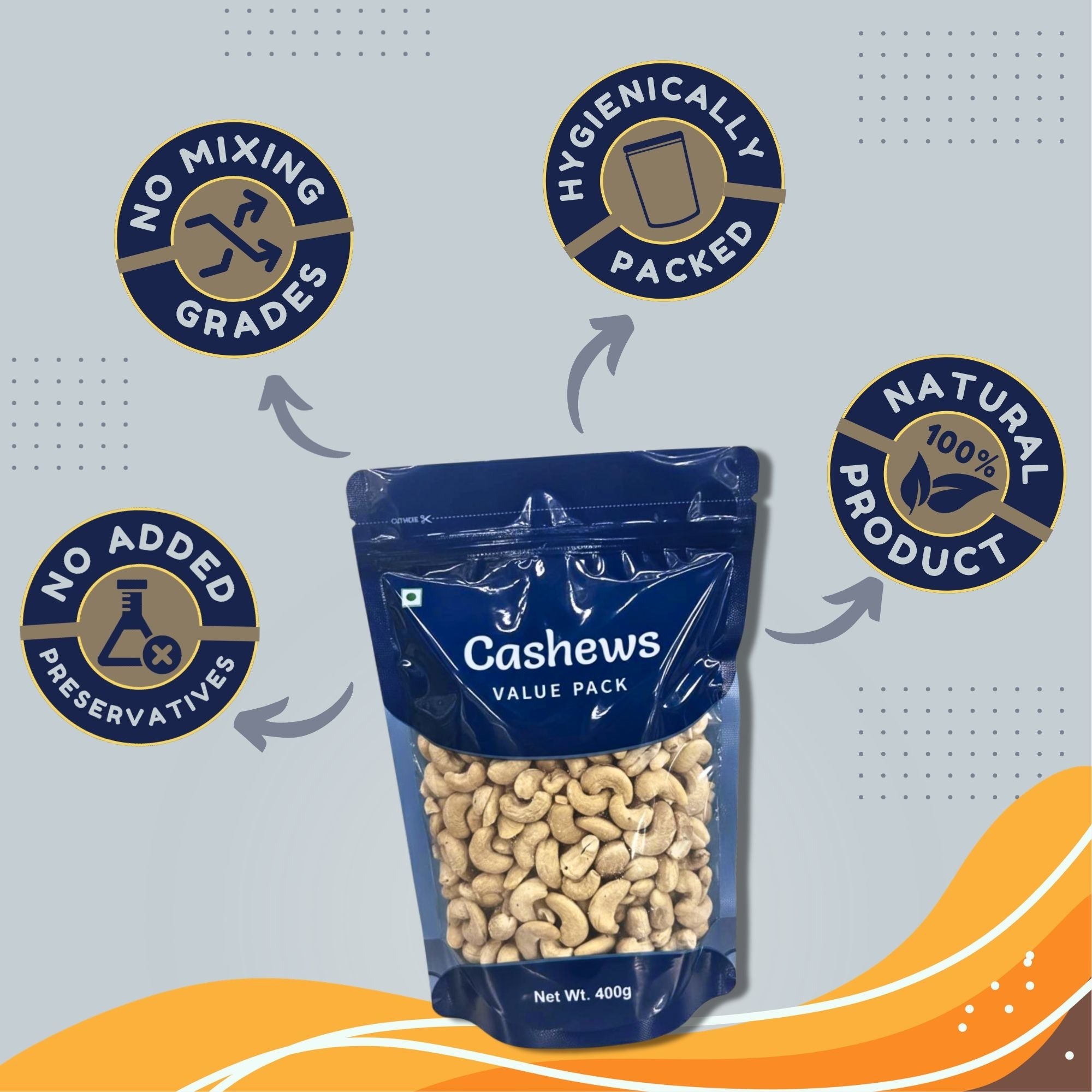 Plain Cashews (Kaju) Value Pack 400 g