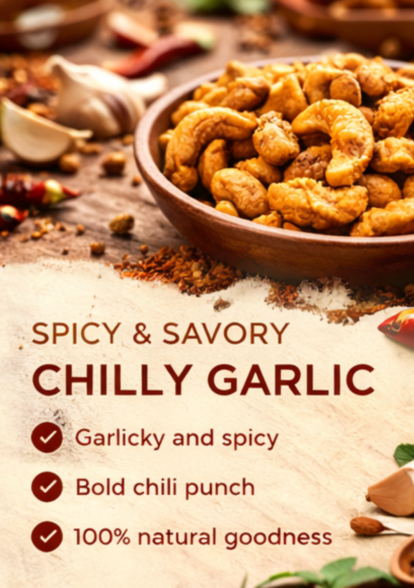 Pack of 5 Flavour Cashews (100g each- Peri Peri , Black Pepper, Mint, Chilly Garlic and Classic Salted)