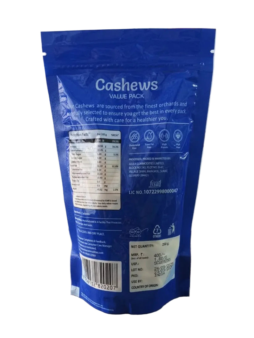 Plain Cashews (Kaju) Value Pack 250 g