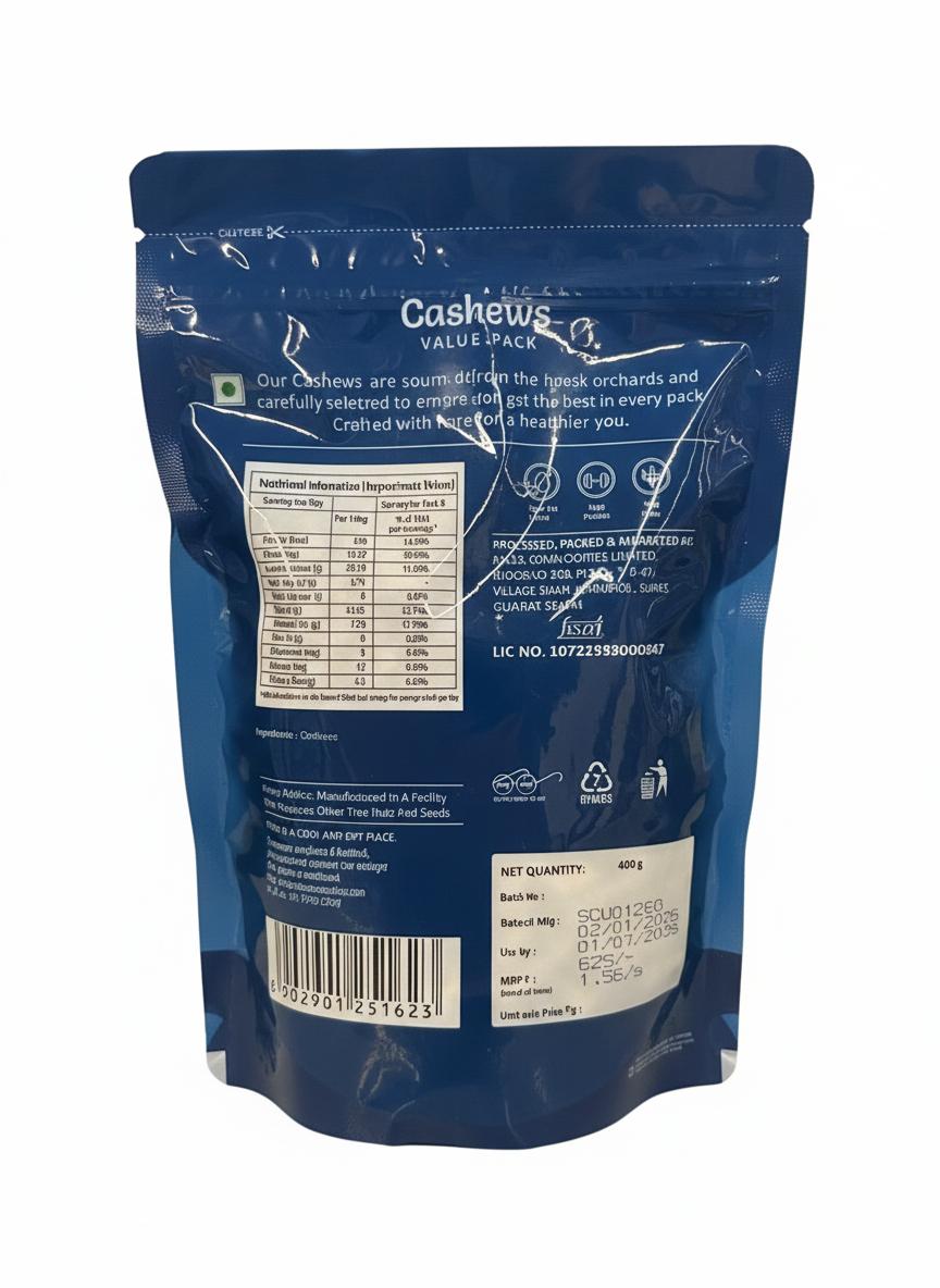 Plain Cashews (Kaju) Value Pack 400 g